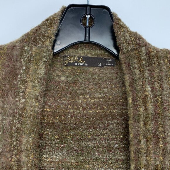 Prana Cardigan Sabina Duster Brown Khaki Marbled Wool Blend Open - Picture 3 of 12
